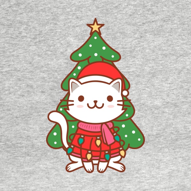 Cute Christmas Cat Kawaii Illustration by Alundrart